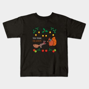 TIS the season Autumn Squirrels (Black) Kids T-Shirt